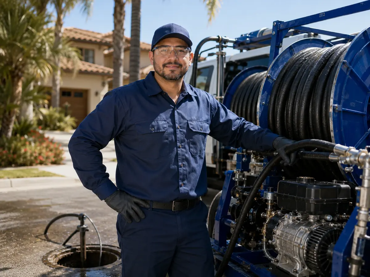 Hydro jet sewer cleaning in Downey