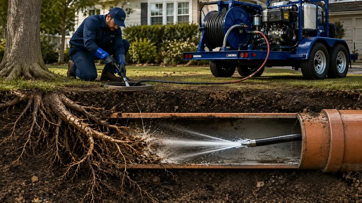 Tree Root Removal with Hydro Jetting in Downey